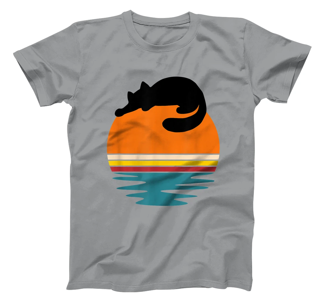 Cat on Retro Sunset Cute Cat T-Shirt, Kid T-Shirt and Women T-Shirt