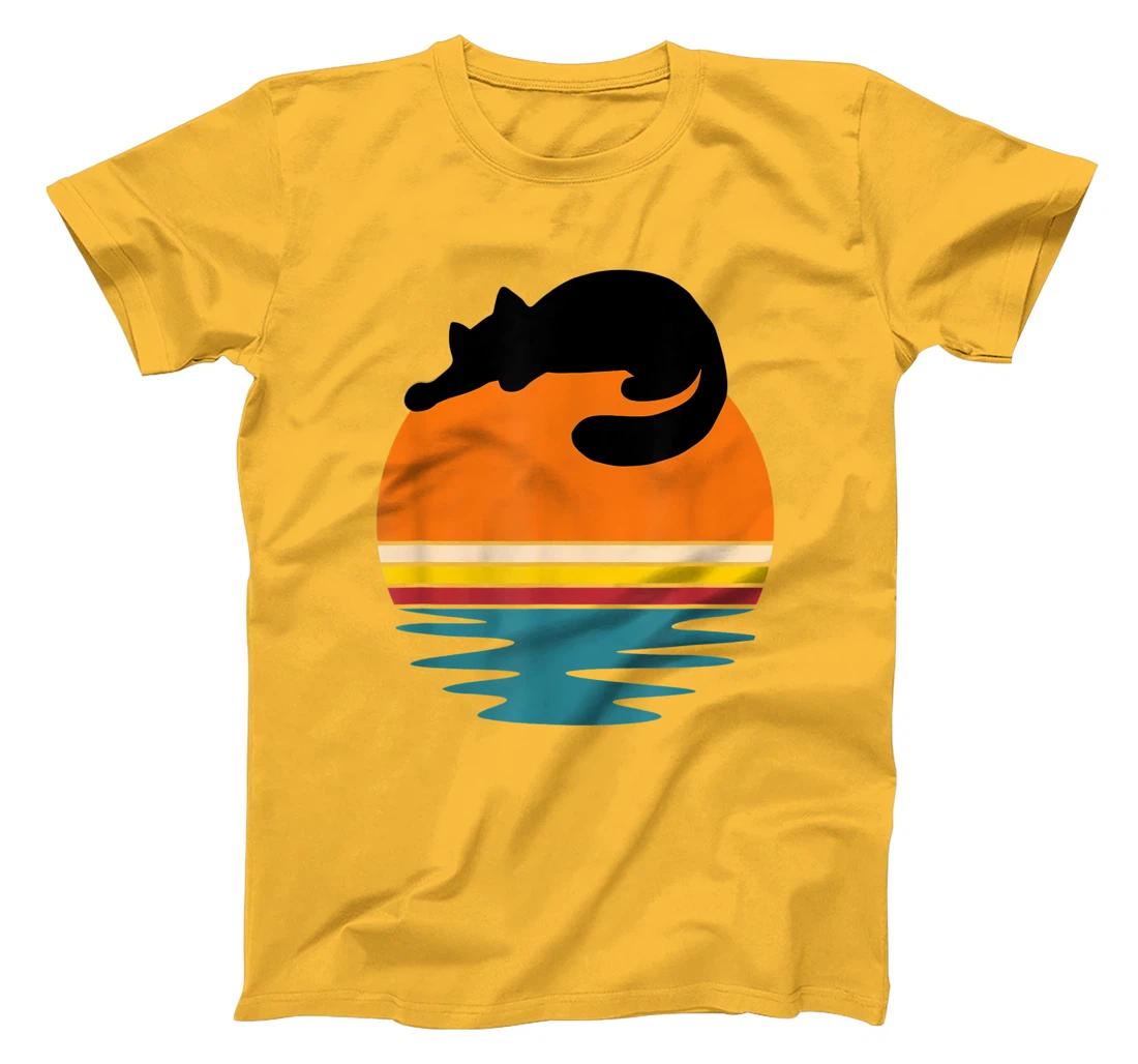 Cat on Retro Sunset Cute Cat T-Shirt, Kid T-Shirt and Women T-Shirt