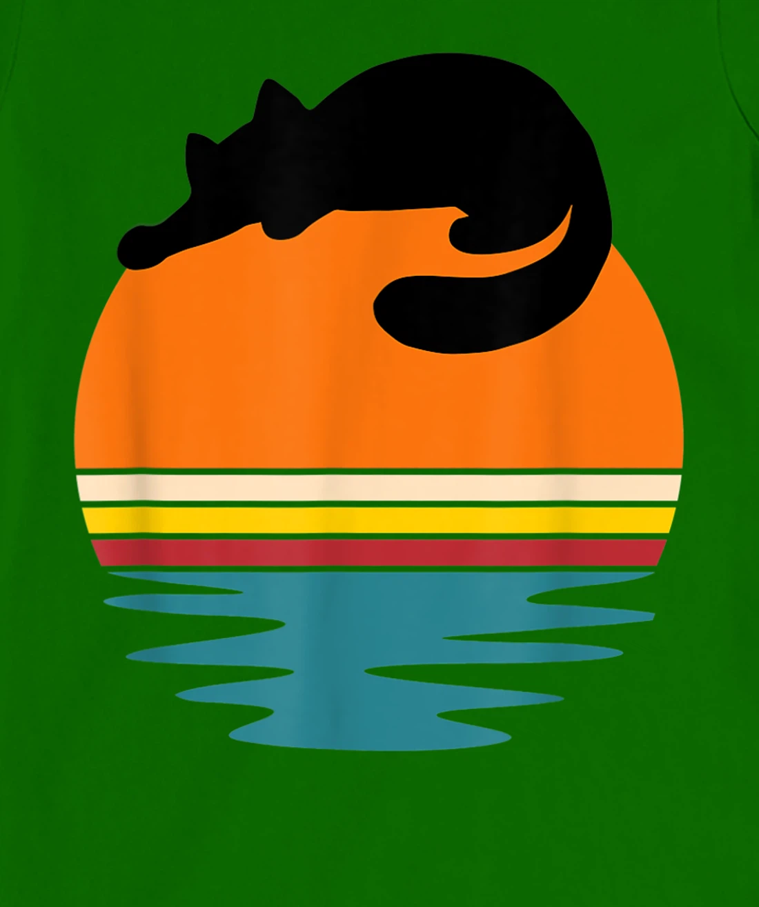 Cat on Retro Sunset Cute Cat T-Shirt, Kid T-Shirt and Women T-Shirt