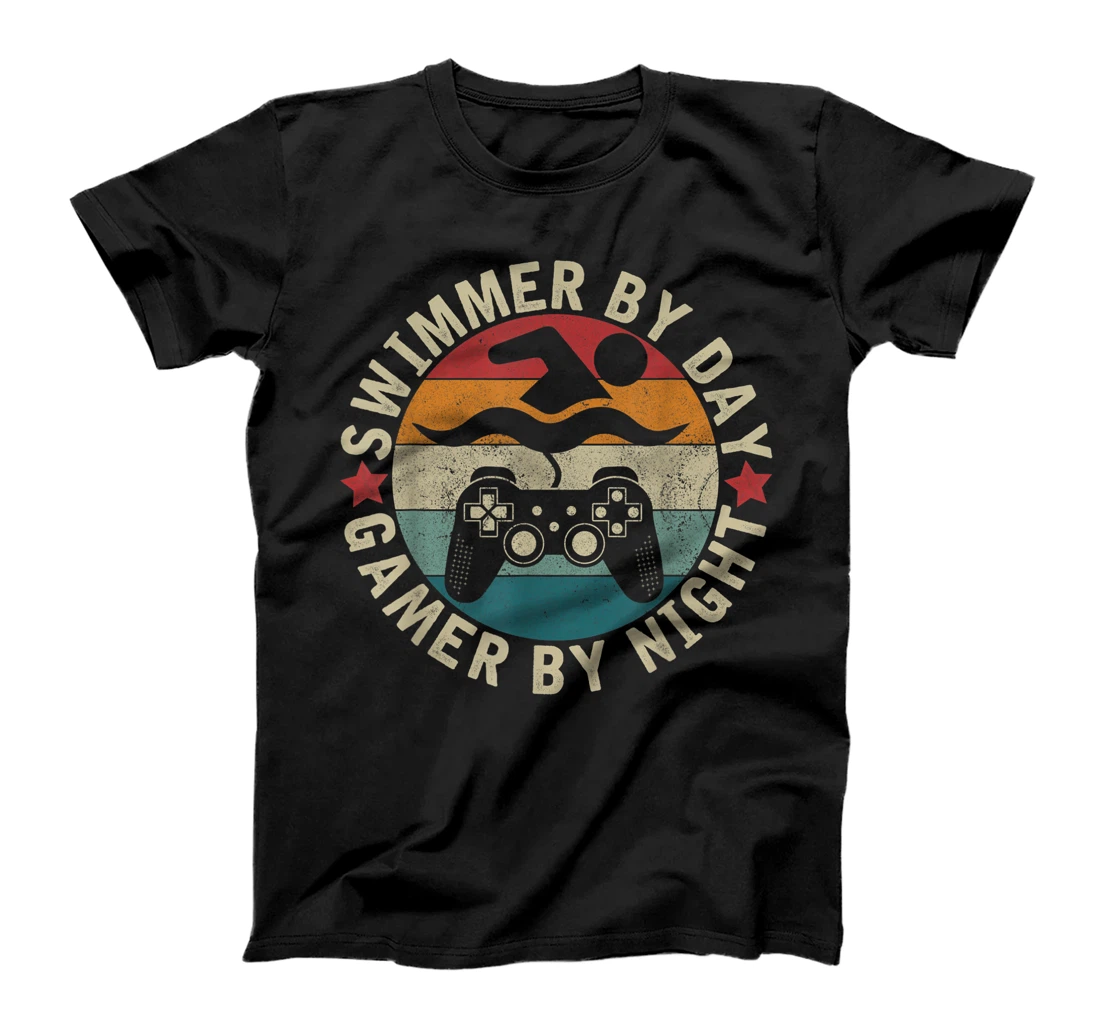 Swimmer By Day Gamer By Night Swimming Funny Swim Gaming T-Shirt, Kid T-Shirt and Women T-Shirt