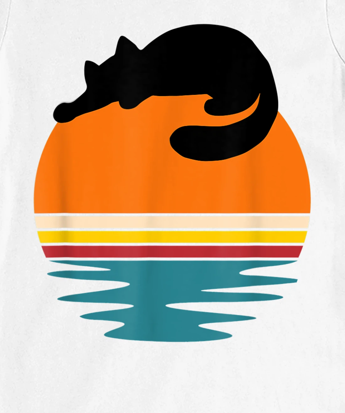 Cat on Retro Sunset Cute Cat T-Shirt, Kid T-Shirt and Women T-Shirt