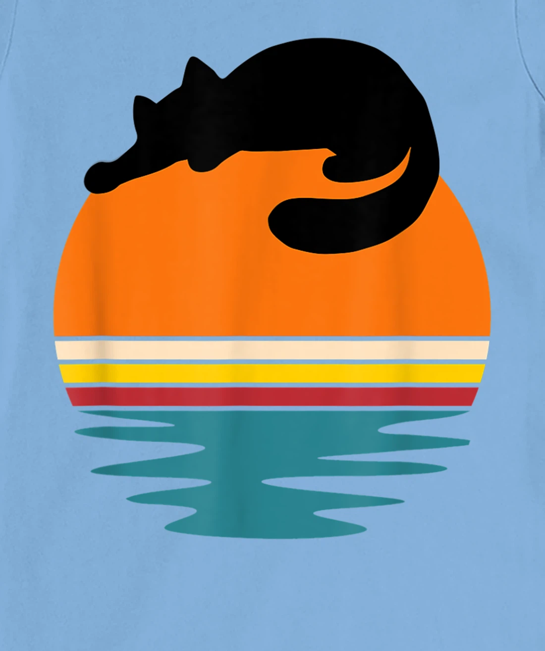 Cat on Retro Sunset Cute Cat T-Shirt, Kid T-Shirt and Women T-Shirt