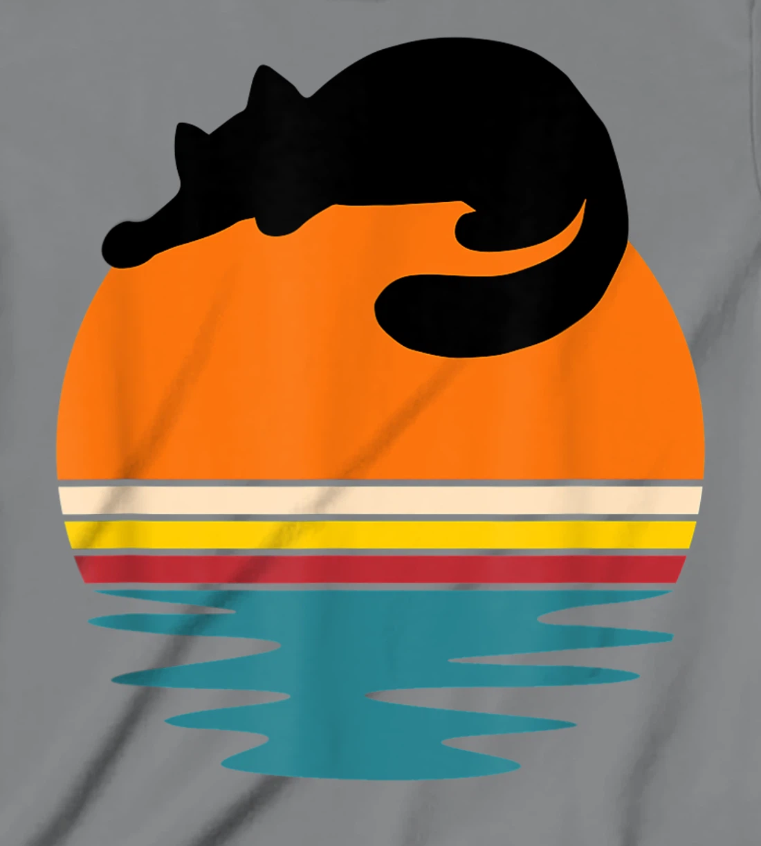 Cat on Retro Sunset Cute Cat T-Shirt, Kid T-Shirt and Women T-Shirt