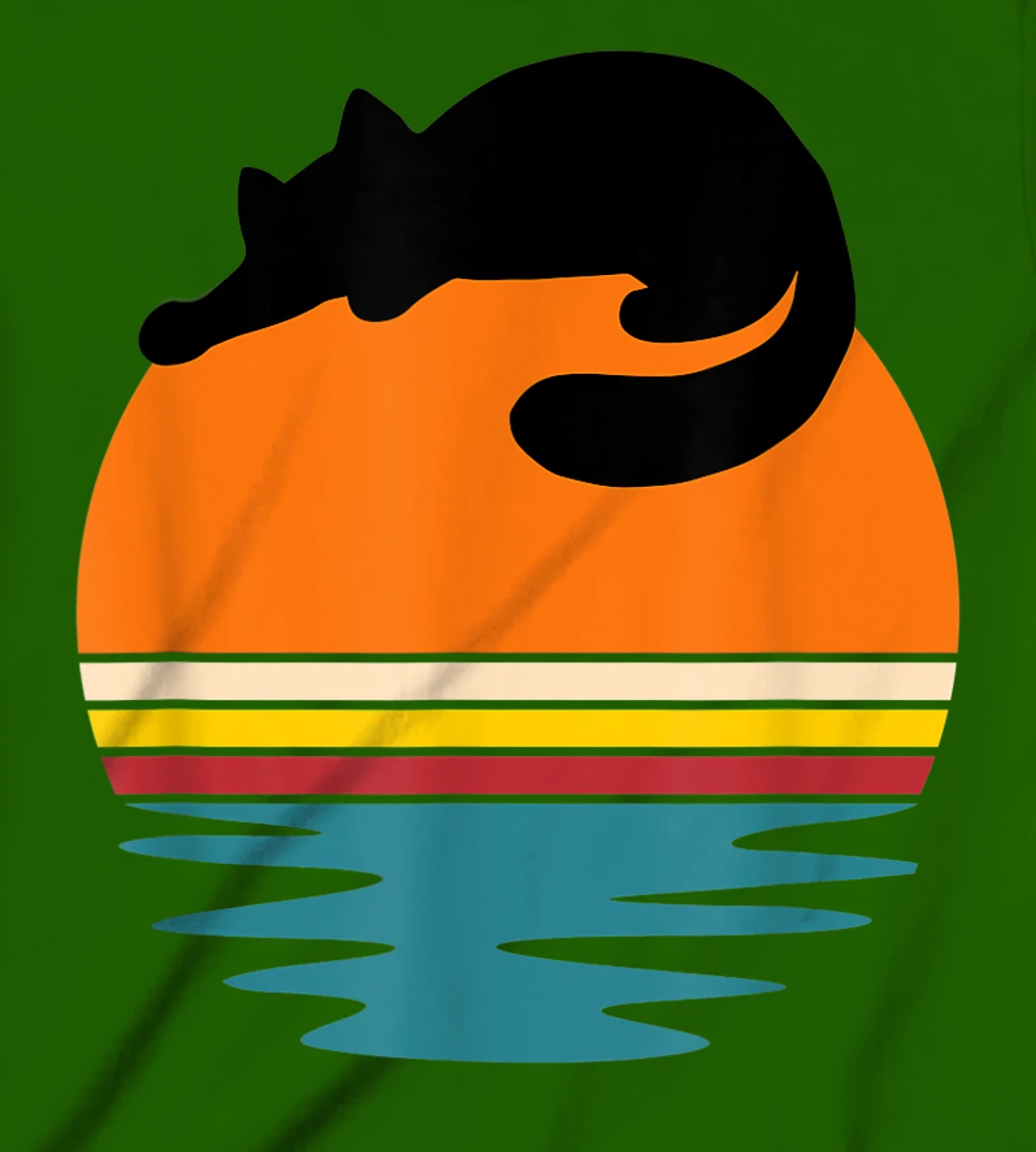 Cat on Retro Sunset Cute Cat T-Shirt, Kid T-Shirt and Women T-Shirt