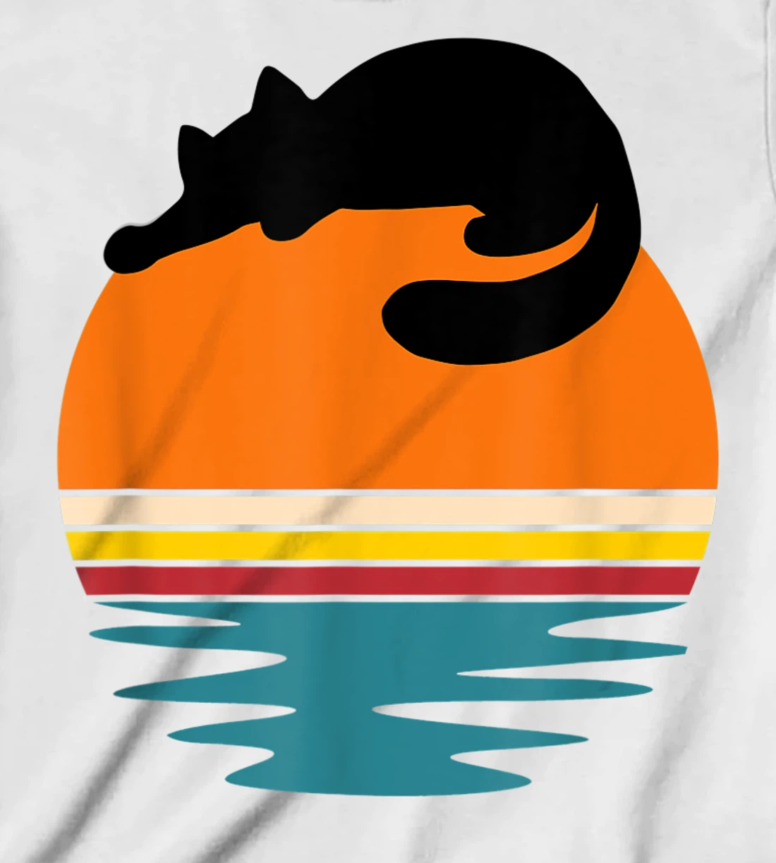 Cat on Retro Sunset Cute Cat T-Shirt, Kid T-Shirt and Women T-Shirt