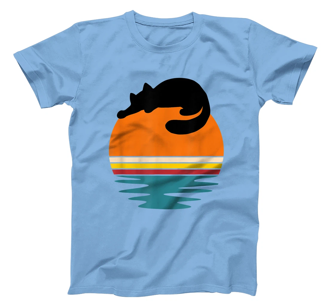 Cat on Retro Sunset Cute Cat T-Shirt, Kid T-Shirt and Women T-Shirt