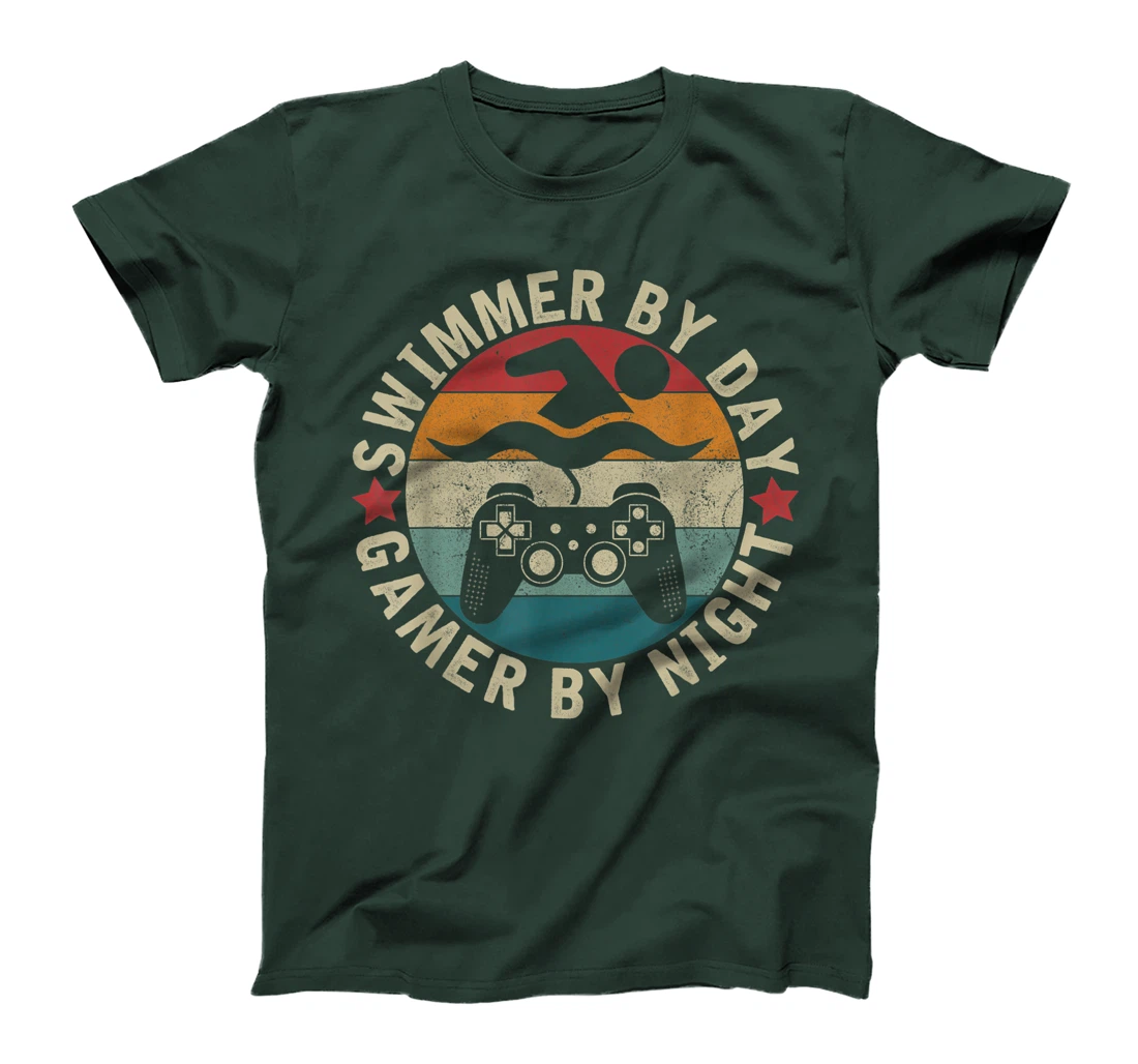 Swimmer By Day Gamer By Night Swimming Funny Swim Gaming T-Shirt, Kid T-Shirt and Women T-Shirt