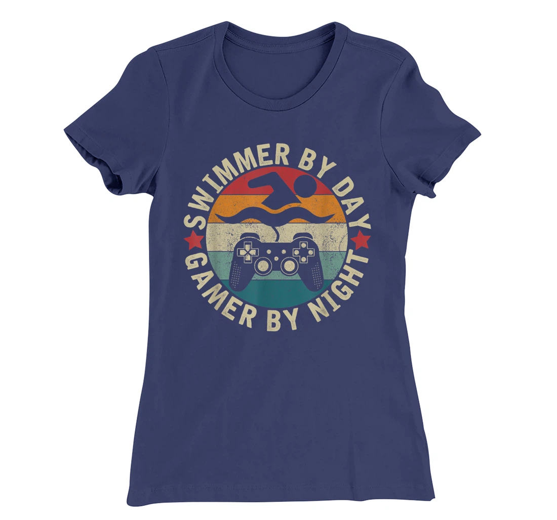 Swimmer By Day Gamer By Night Swimming Funny Swim Gaming T-Shirt, Kid T-Shirt and Women T-Shirt