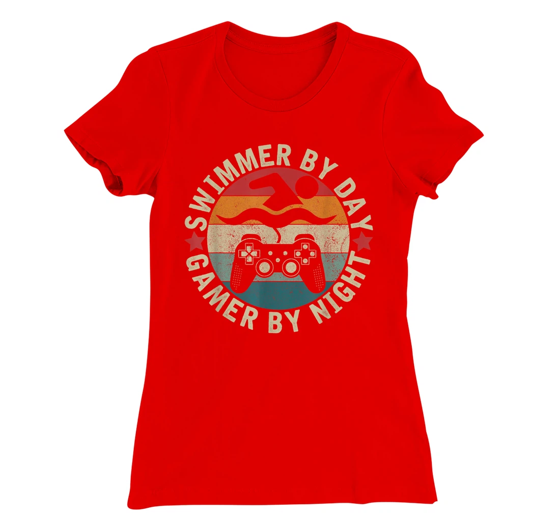 Swimmer By Day Gamer By Night Swimming Funny Swim Gaming T-Shirt, Kid T-Shirt and Women T-Shirt