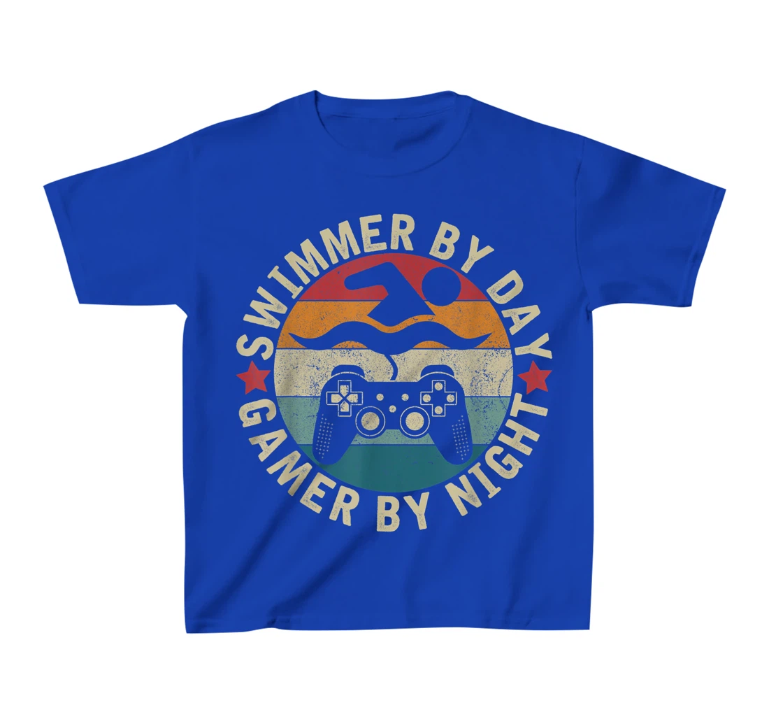Swimmer By Day Gamer By Night Swimming Funny Swim Gaming T-Shirt, Kid T-Shirt and Women T-Shirt