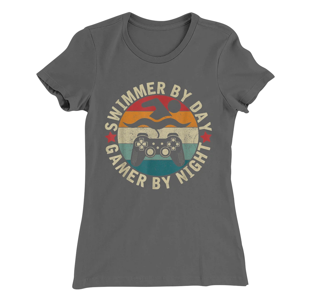 Swimmer By Day Gamer By Night Swimming Funny Swim Gaming T-Shirt, Kid T-Shirt and Women T-Shirt