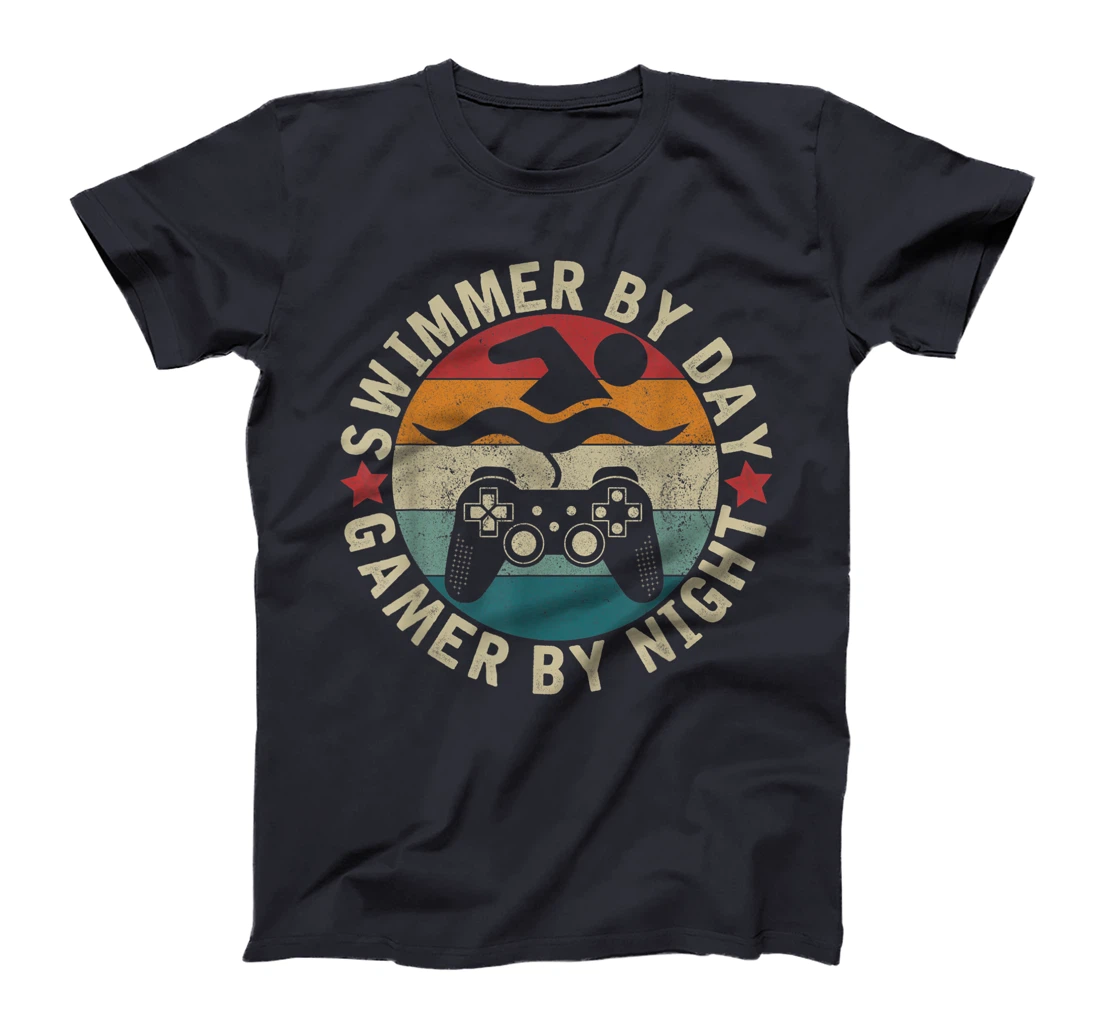 Swimmer By Day Gamer By Night Swimming Funny Swim Gaming T-Shirt, Kid T-Shirt and Women T-Shirt