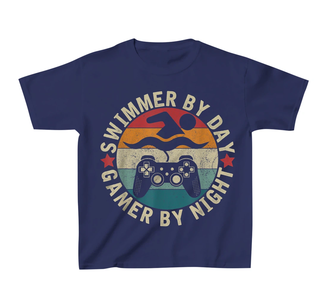 Swimmer By Day Gamer By Night Swimming Funny Swim Gaming T-Shirt, Kid T-Shirt and Women T-Shirt