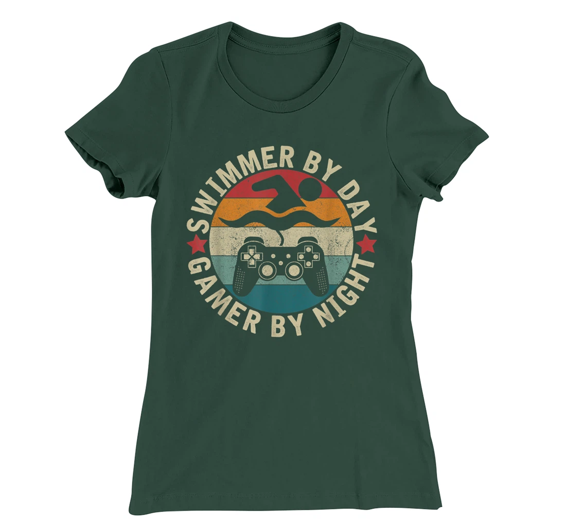 Swimmer By Day Gamer By Night Swimming Funny Swim Gaming T-Shirt, Kid T-Shirt and Women T-Shirt