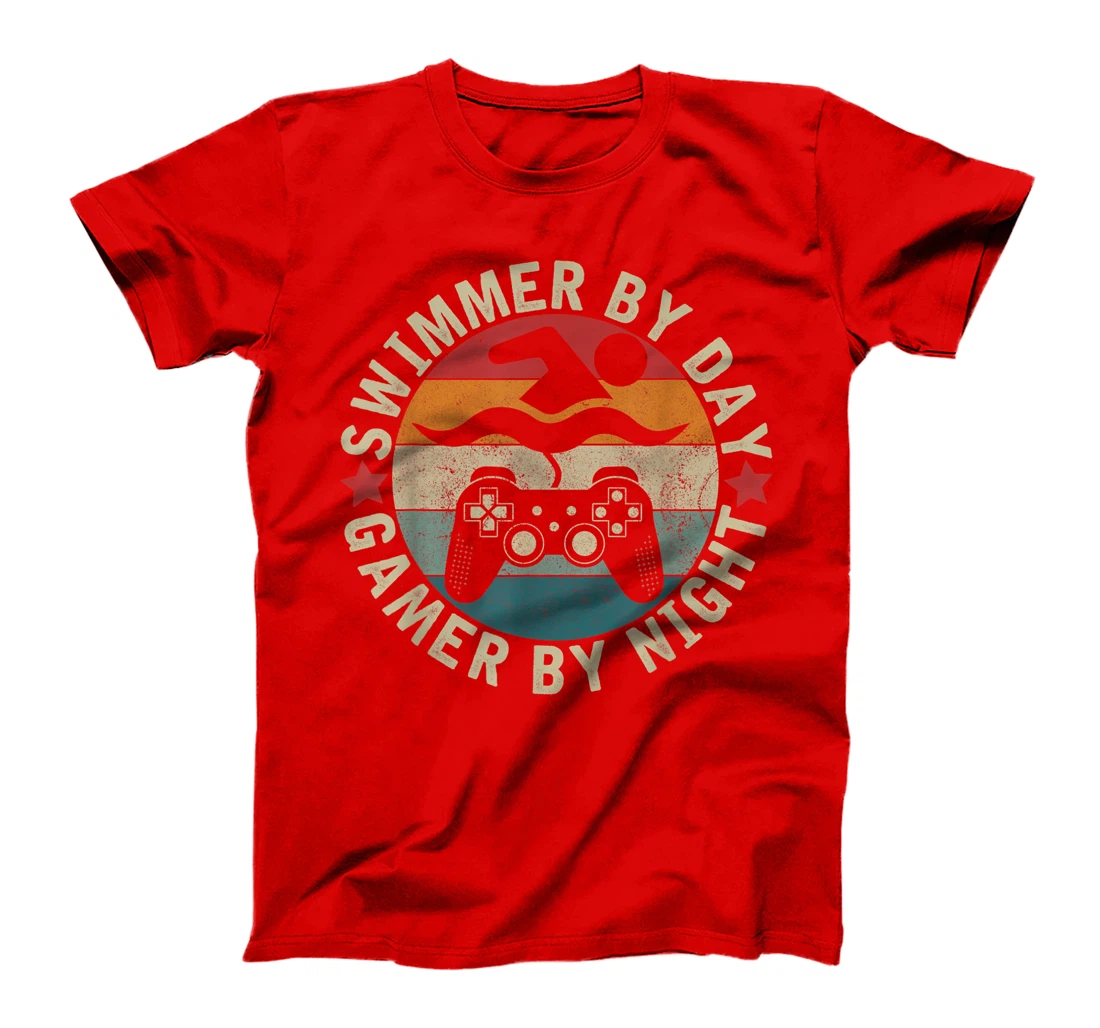 Swimmer By Day Gamer By Night Swimming Funny Swim Gaming T-Shirt, Kid T-Shirt and Women T-Shirt