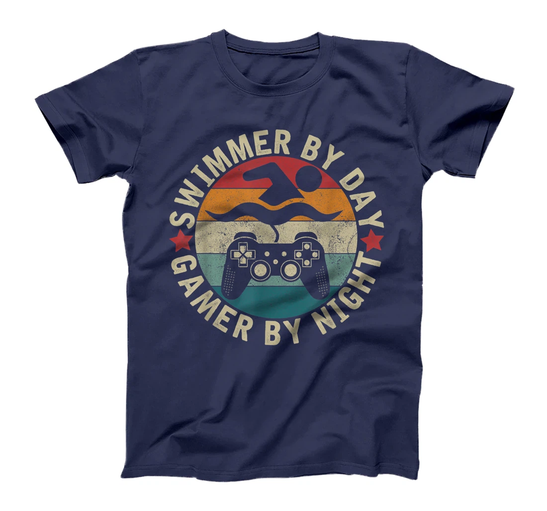 Swimmer By Day Gamer By Night Swimming Funny Swim Gaming T-Shirt, Kid T-Shirt and Women T-Shirt