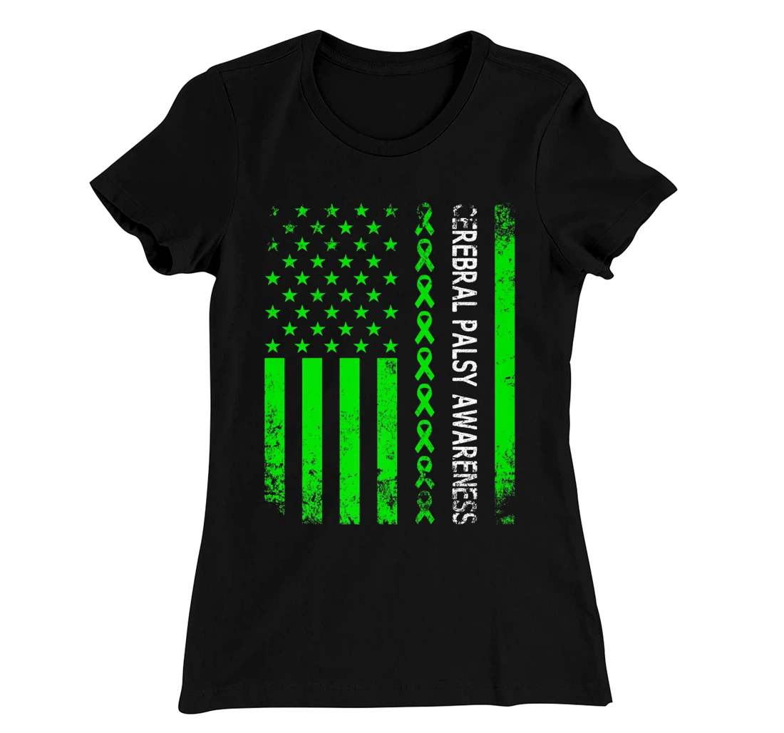 Vintage Cerebral Palsy Awareness Month American Flag CP T-Shirt, Women T-Shirt