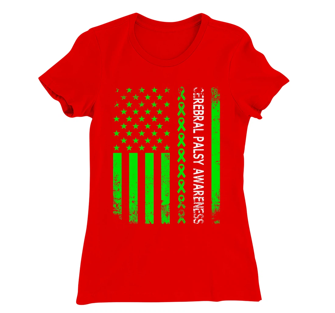 Vintage Cerebral Palsy Awareness Month American Flag CP T-Shirt, Women T-Shirt