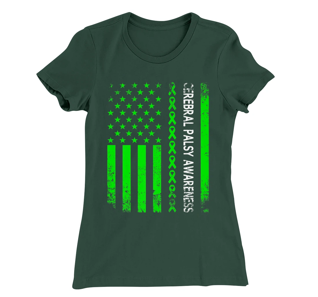 Vintage Cerebral Palsy Awareness Month American Flag CP T-Shirt, Women T-Shirt