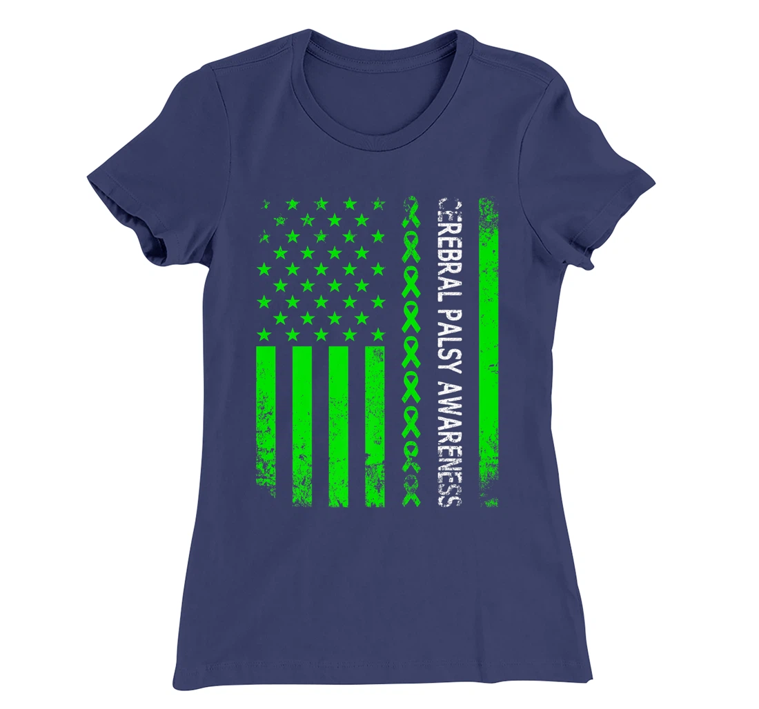 Vintage Cerebral Palsy Awareness Month American Flag CP T-Shirt, Women T-Shirt