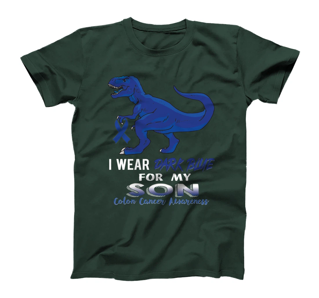 I Wear Dark Blue For My Son Dinosaur Colon Cancer T-Shirt