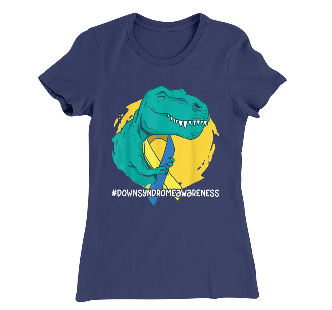 Down Syndrome Ribbon T-Rex Dino Dinosaur T-Shirt, Kid T-Shirt and Women T-Shirt