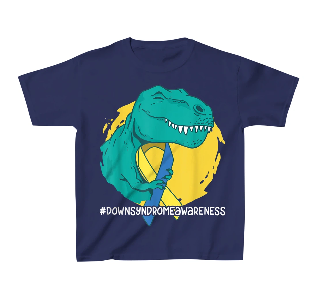 Down Syndrome Ribbon T-Rex Dino Dinosaur T-Shirt, Kid T-Shirt and Women T-Shirt