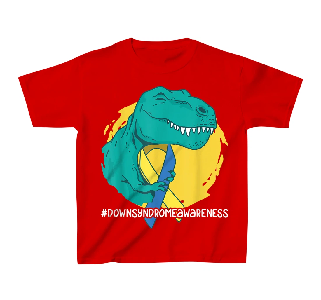 Down Syndrome Ribbon T-Rex Dino Dinosaur T-Shirt, Kid T-Shirt and Women T-Shirt