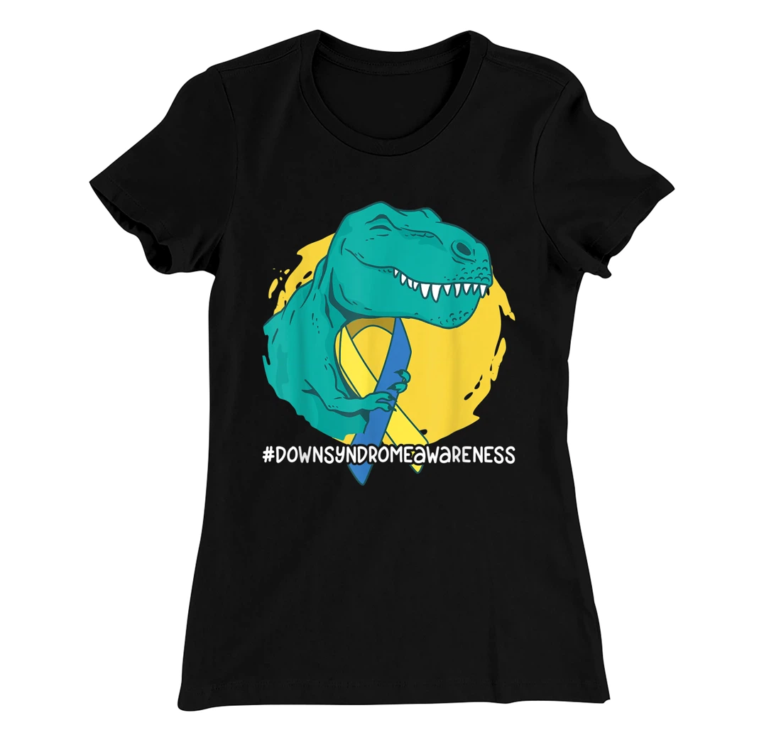 Down Syndrome Ribbon T-Rex Dino Dinosaur T-Shirt, Kid T-Shirt and Women T-Shirt