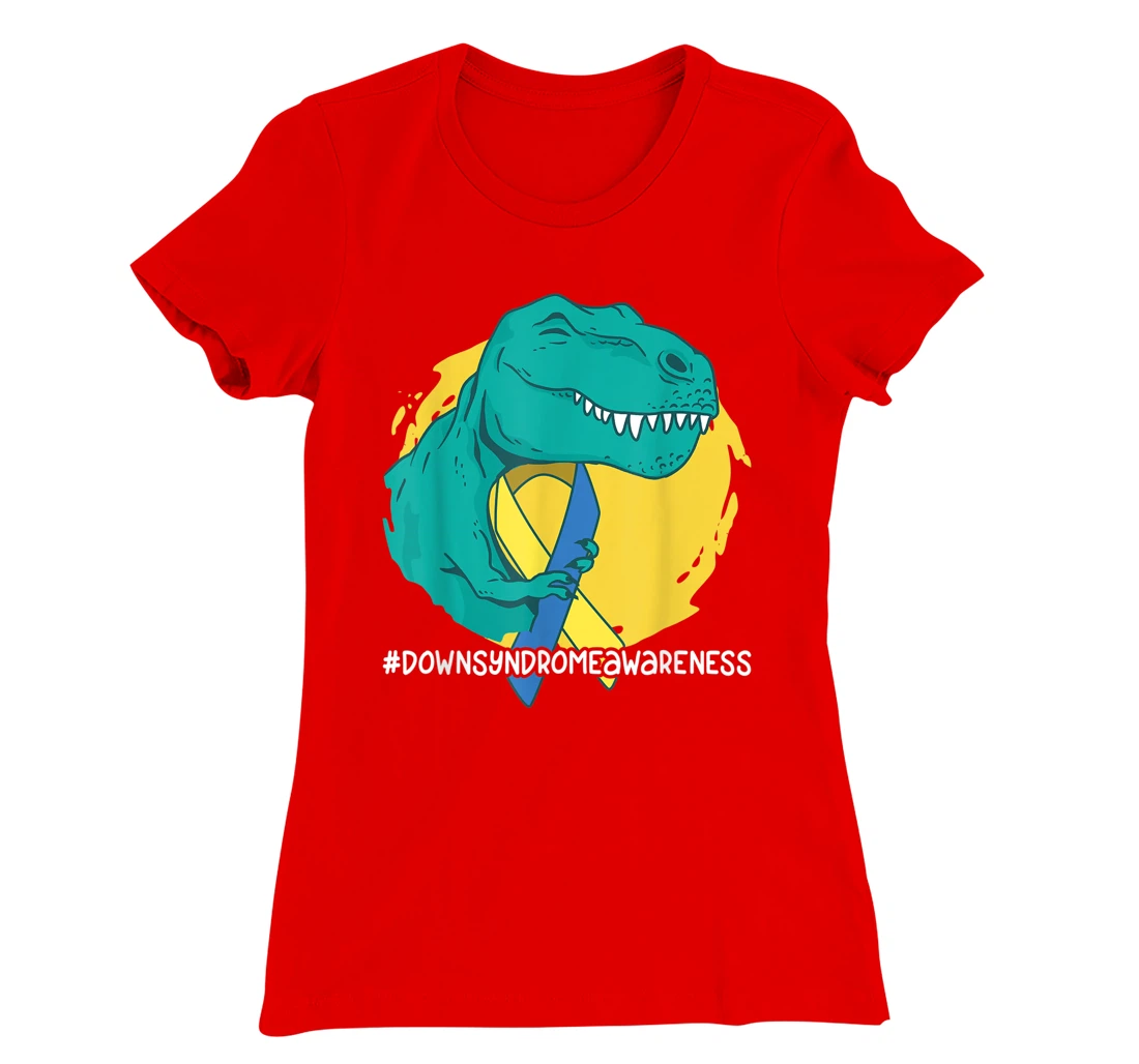 Down Syndrome Ribbon T-Rex Dino Dinosaur T-Shirt, Kid T-Shirt and Women T-Shirt