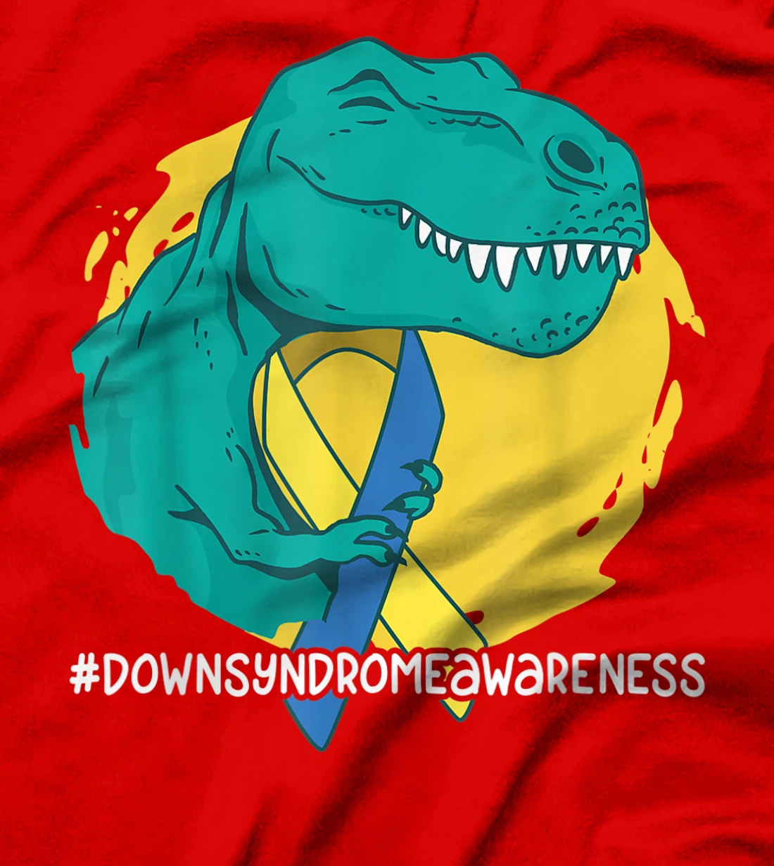 Down Syndrome Ribbon T-Rex Dino Dinosaur T-Shirt, Kid T-Shirt and Women T-Shirt