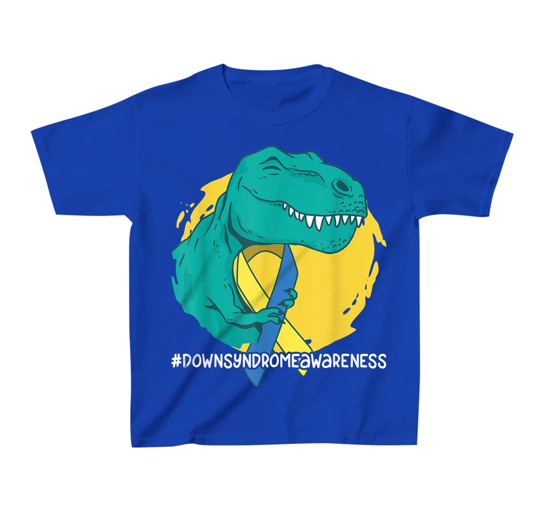 Down Syndrome Ribbon T-Rex Dino Dinosaur T-Shirt, Kid T-Shirt and Women T-Shirt