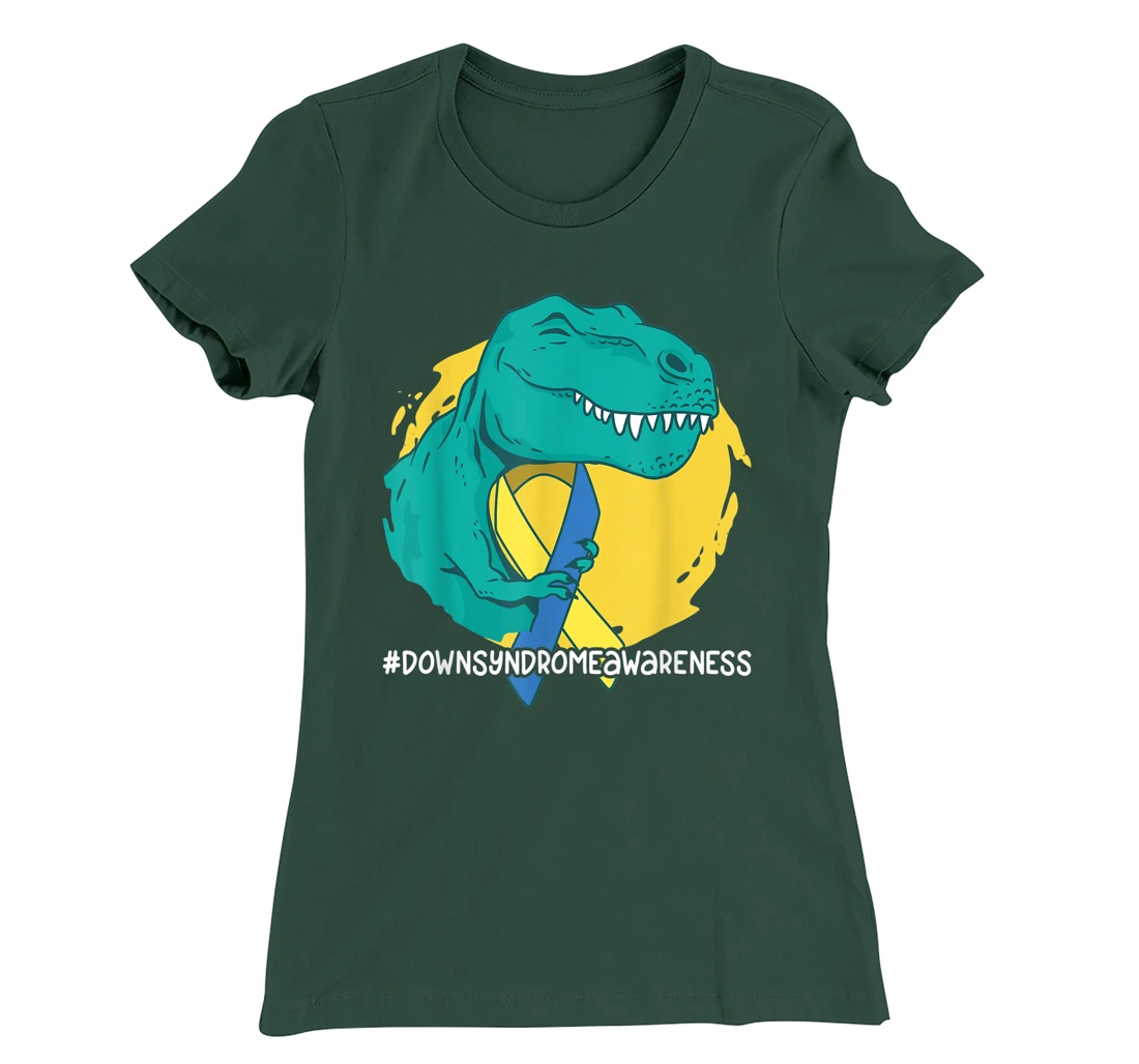 Down Syndrome Ribbon T-Rex Dino Dinosaur T-Shirt, Kid T-Shirt and Women T-Shirt