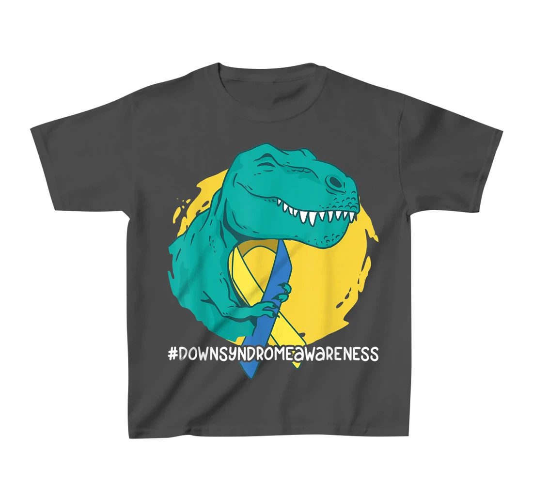 Down Syndrome Ribbon T-Rex Dino Dinosaur T-Shirt, Kid T-Shirt and Women T-Shirt