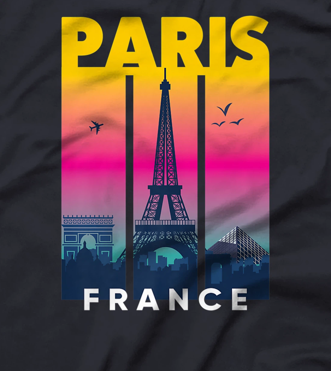 Cool Vibrant Paris France Eiffel Tower Skyline City of Light T-Shirt, Kid T-Shirt and Women T-Shirt