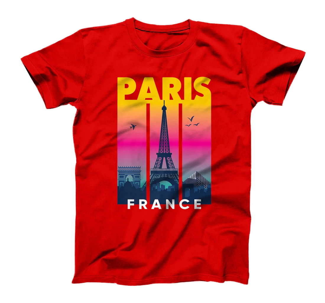 Cool Vibrant Paris France Eiffel Tower Skyline City of Light T-Shirt, Kid T-Shirt and Women T-Shirt