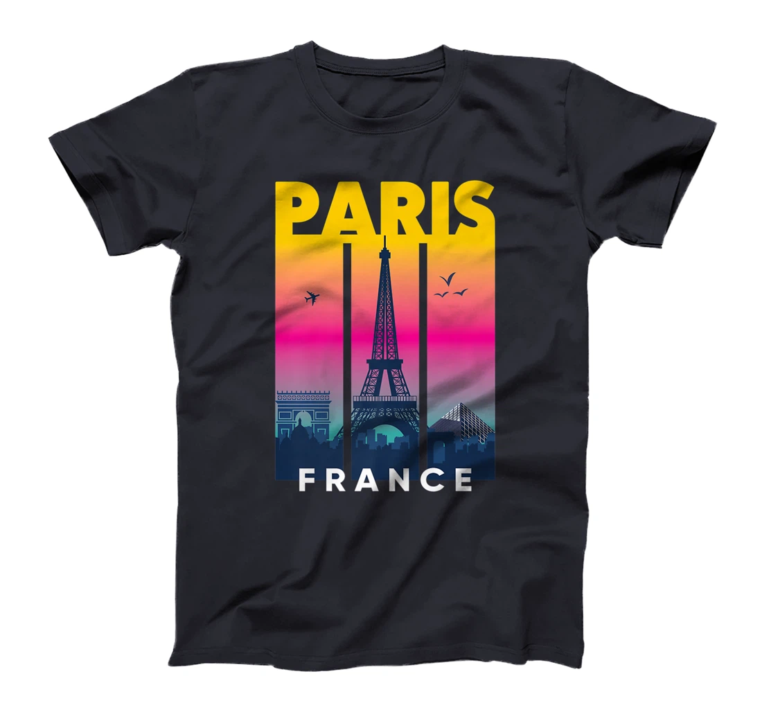 Cool Vibrant Paris France Eiffel Tower Skyline City of Light T-Shirt, Kid T-Shirt and Women T-Shirt