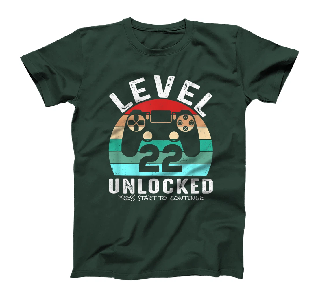 22 años Cumpleaños Level 22 Unlocked Press Start To Continue T-Shirt, Kid T-Shirt and Women T-Shirt