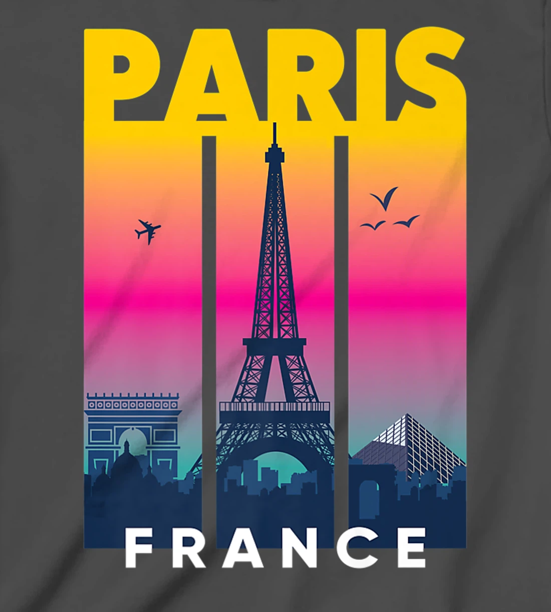 Cool Vibrant Paris France Eiffel Tower Skyline City of Light T-Shirt, Kid T-Shirt and Women T-Shirt