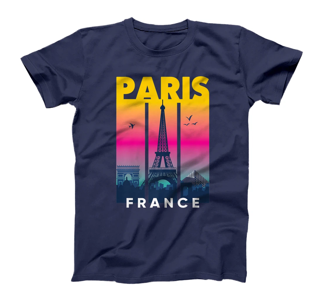 Cool Vibrant Paris France Eiffel Tower Skyline City of Light T-Shirt, Kid T-Shirt and Women T-Shirt