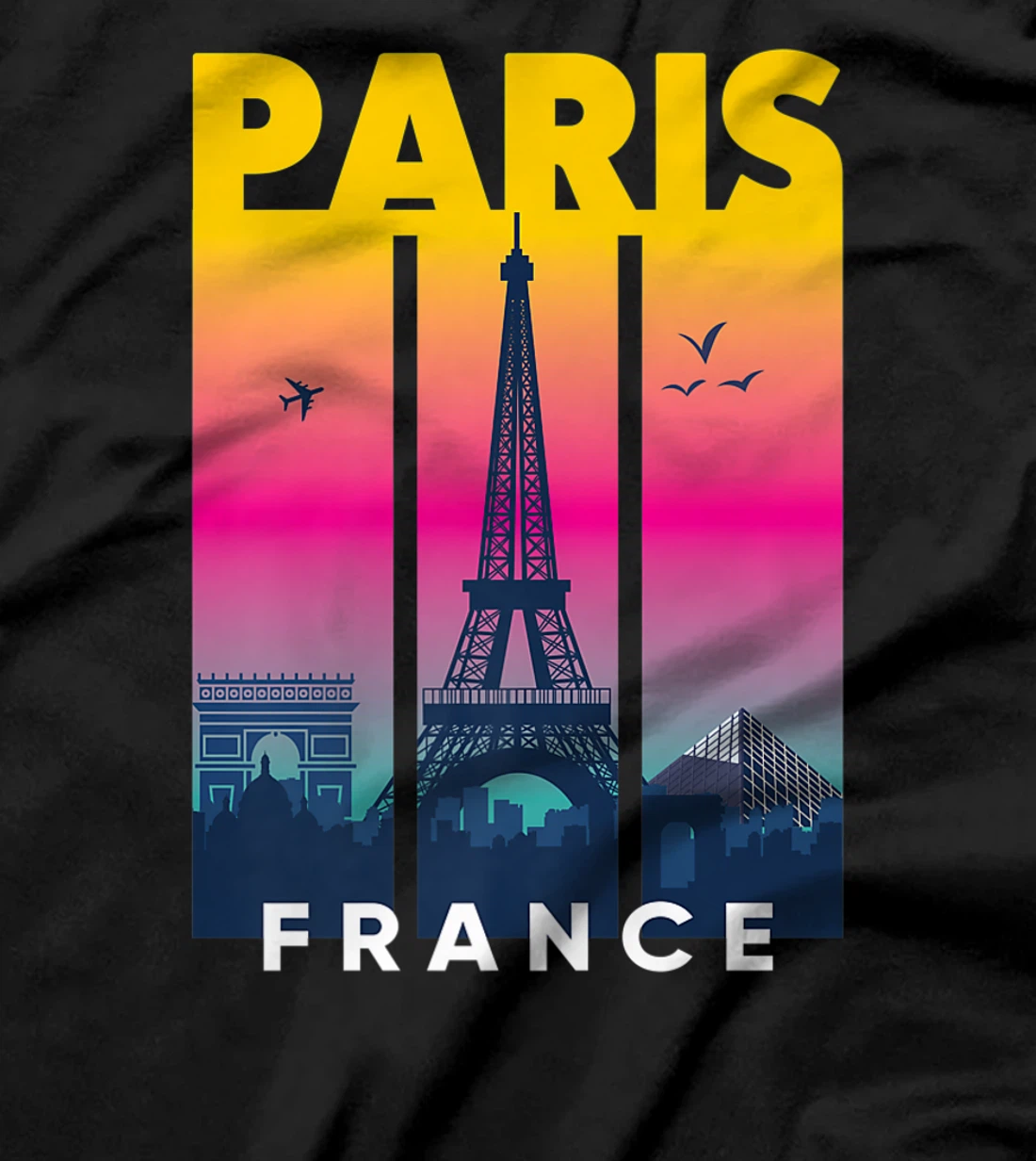 Cool Vibrant Paris France Eiffel Tower Skyline City of Light T-Shirt, Kid T-Shirt and Women T-Shirt