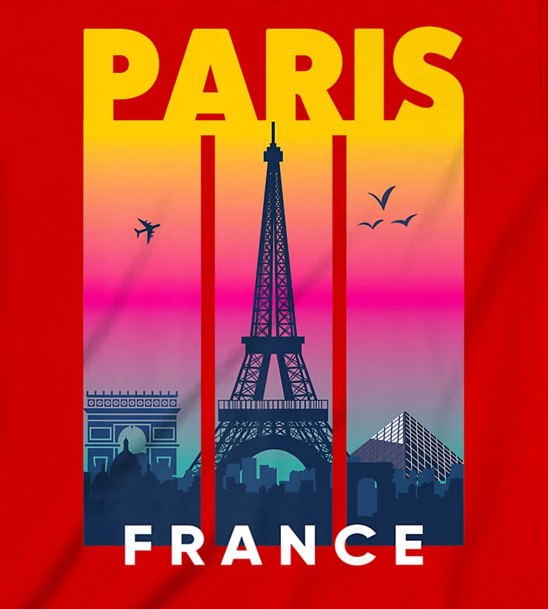 Cool Vibrant Paris France Eiffel Tower Skyline City of Light T-Shirt, Kid T-Shirt and Women T-Shirt