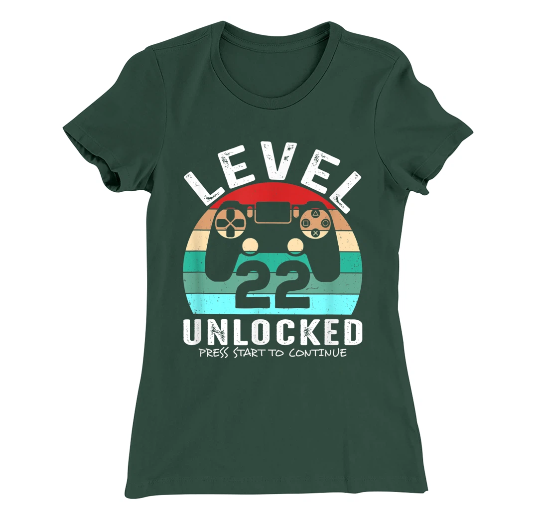 22 años Cumpleaños Level 22 Unlocked Press Start To Continue T-Shirt, Kid T-Shirt and Women T-Shirt