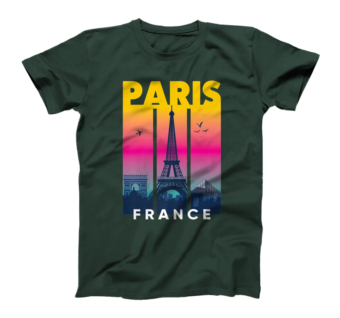 Cool Vibrant Paris France Eiffel Tower Skyline City of Light T-Shirt, Kid T-Shirt and Women T-Shirt