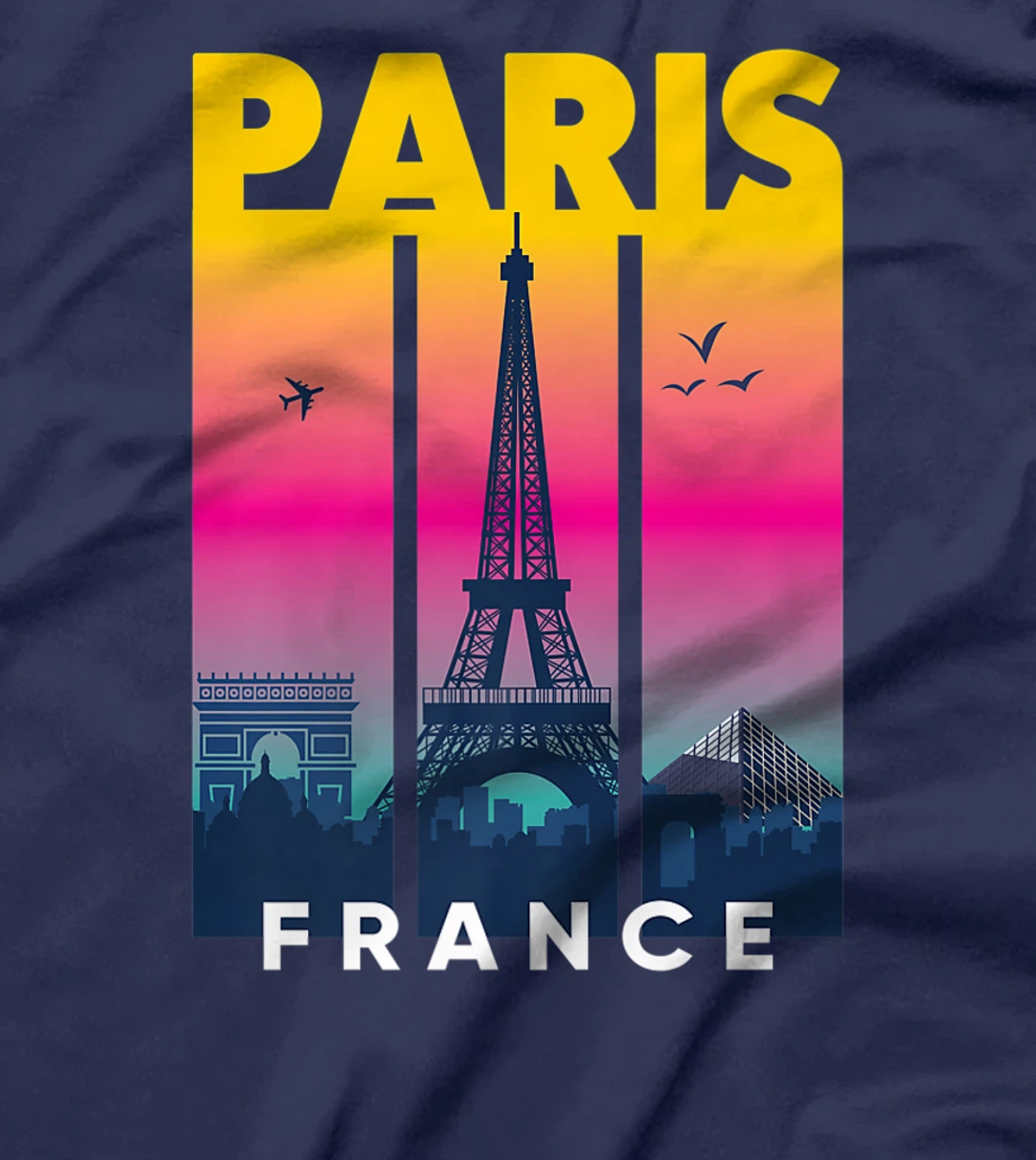 Cool Vibrant Paris France Eiffel Tower Skyline City of Light T-Shirt, Kid T-Shirt and Women T-Shirt