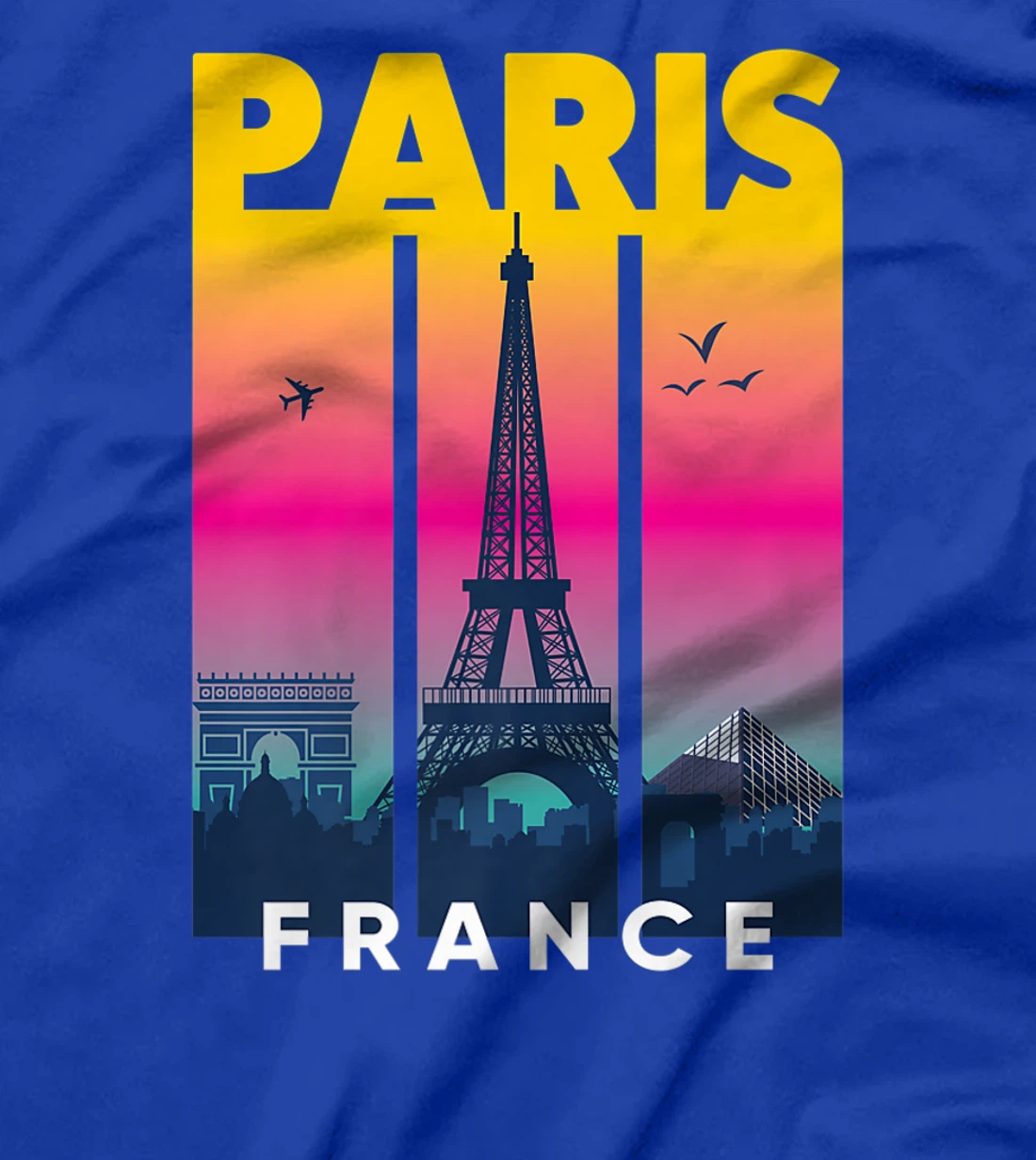 Cool Vibrant Paris France Eiffel Tower Skyline City of Light T-Shirt, Kid T-Shirt and Women T-Shirt