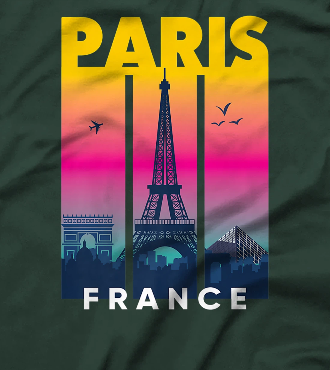 Cool Vibrant Paris France Eiffel Tower Skyline City of Light T-Shirt, Kid T-Shirt and Women T-Shirt