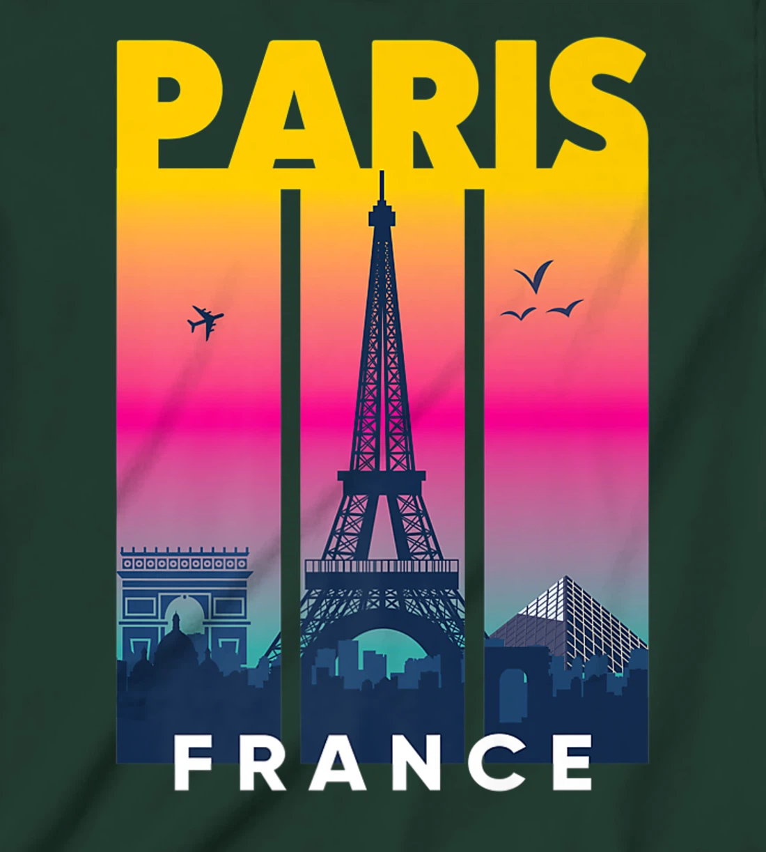 Cool Vibrant Paris France Eiffel Tower Skyline City of Light T-Shirt, Kid T-Shirt and Women T-Shirt