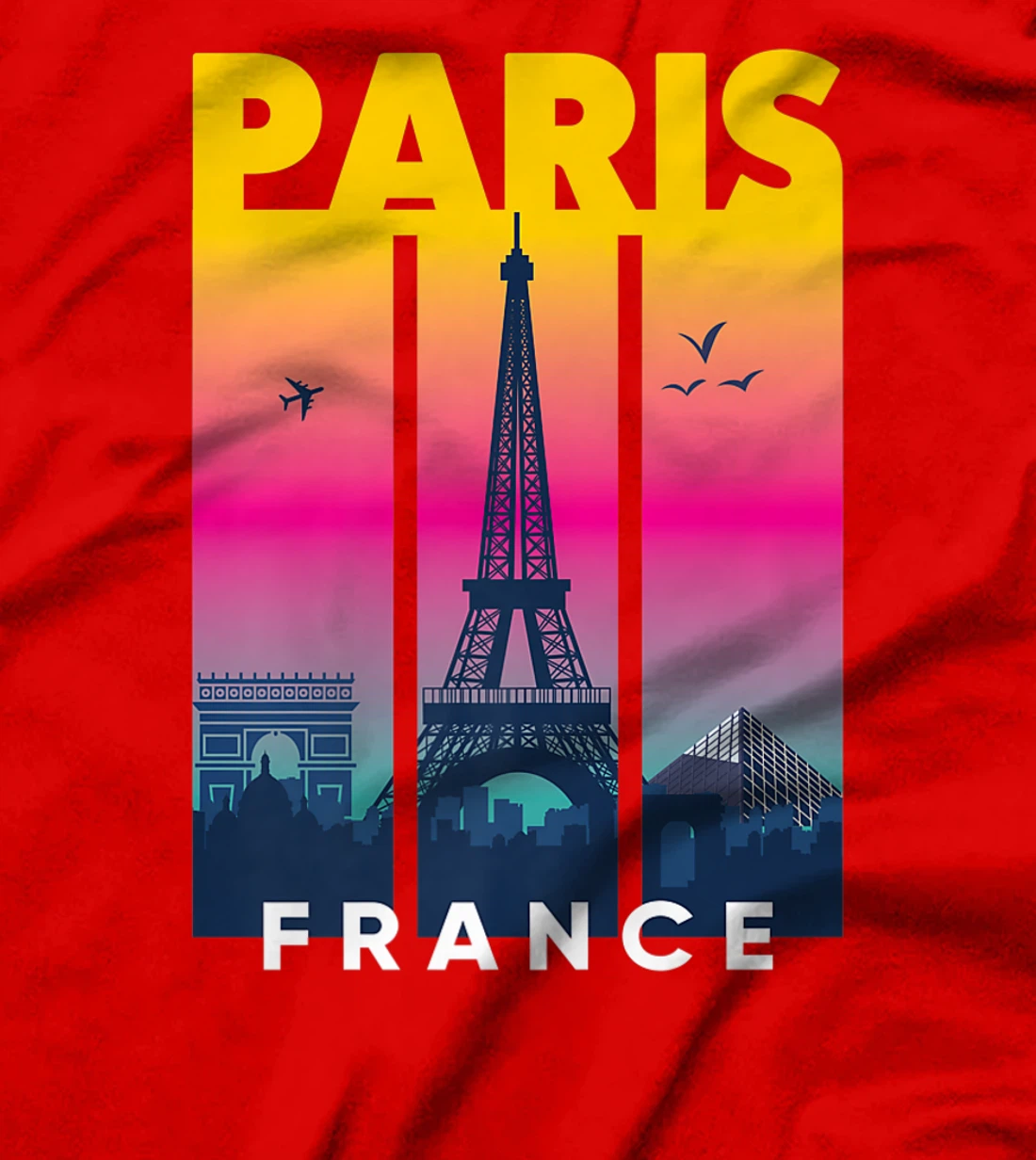 Cool Vibrant Paris France Eiffel Tower Skyline City of Light T-Shirt, Kid T-Shirt and Women T-Shirt