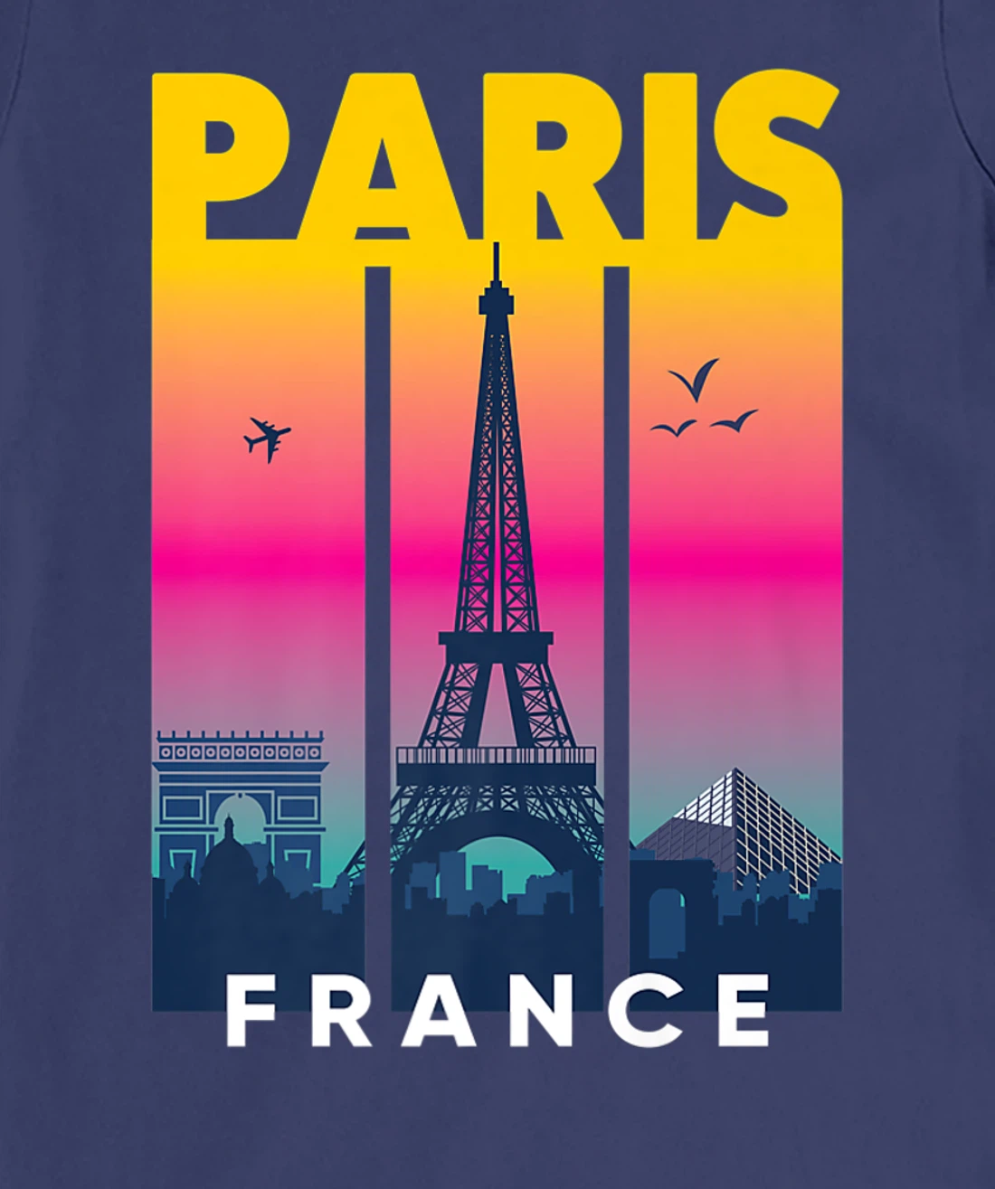 Cool Vibrant Paris France Eiffel Tower Skyline City of Light T-Shirt, Kid T-Shirt and Women T-Shirt